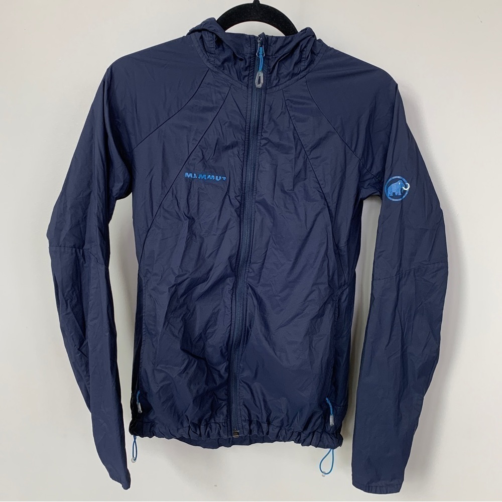 Mammut Navy Blue Full Zip Windbreaker with‎ Hood Size XS